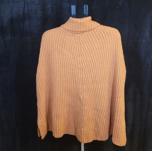 NWT Brown-Orange Turtleneck Poncho - Picture 3 of 5